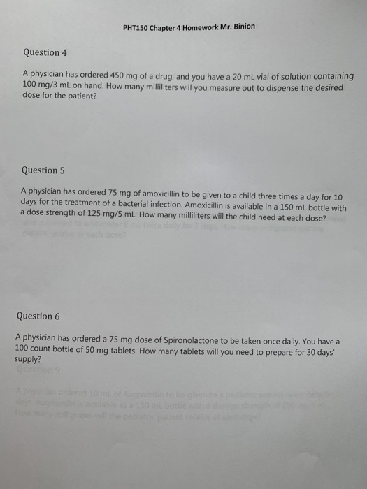 Solved PHT150 Chapter 4 Homework Mr. Binion Question 4 A | Chegg.com