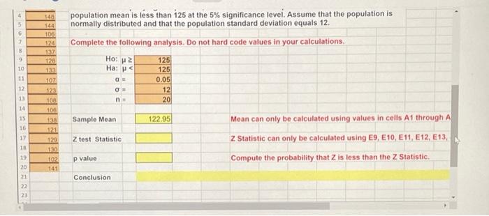 Solved Given the accompanying sample data, use Excel's | Chegg.com