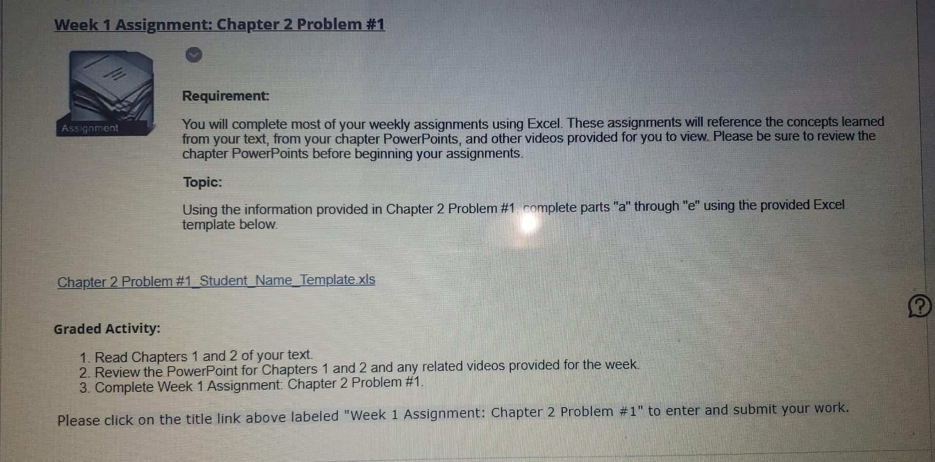 Solved Week 1 Assignment: Chapter 2 Problem \# 1 | Chegg.com