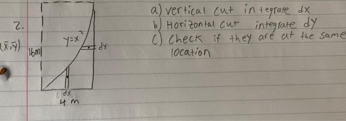 Solved a) vertical cut in tegrate dx b) Horizontal cut | Chegg.com