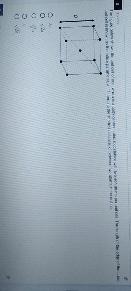 Solved 8 3 points The figure below shows the unit cell of | Chegg.com