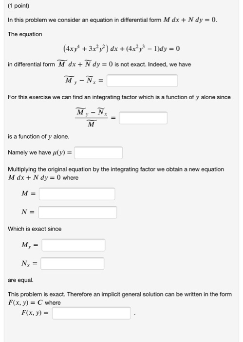 Solved 1 Point In This Problem We Consider An Equation Chegg Com