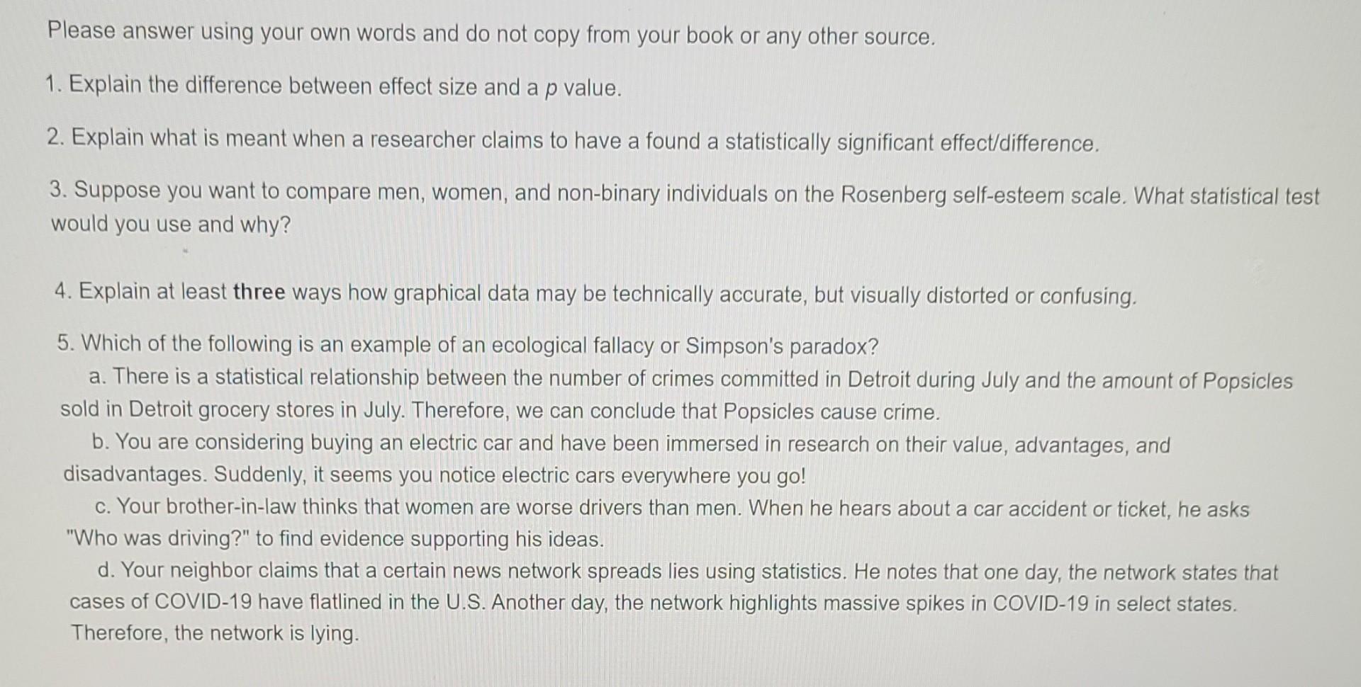Solved Please answer using your own words and do not copy | Chegg.com