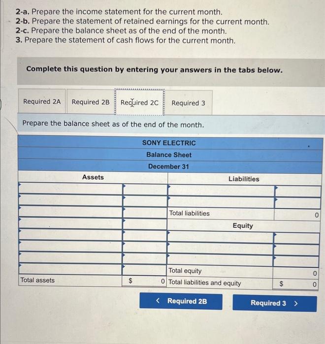 2-a. Prepare The Income Statement For The Current | Chegg.com