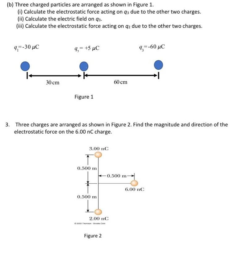 Solved (b) Three charged particles are arranged as shown in | Chegg.com