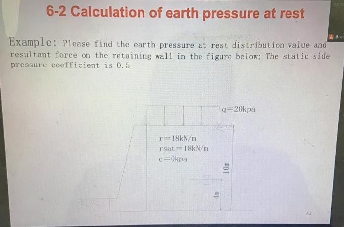 Solved 6-2 Calculation of earth pressure at rest Example: | Chegg.com