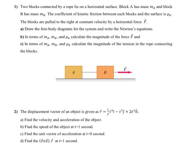 1) Two blocks connected by a rope lie on a horizontal | Chegg.com
