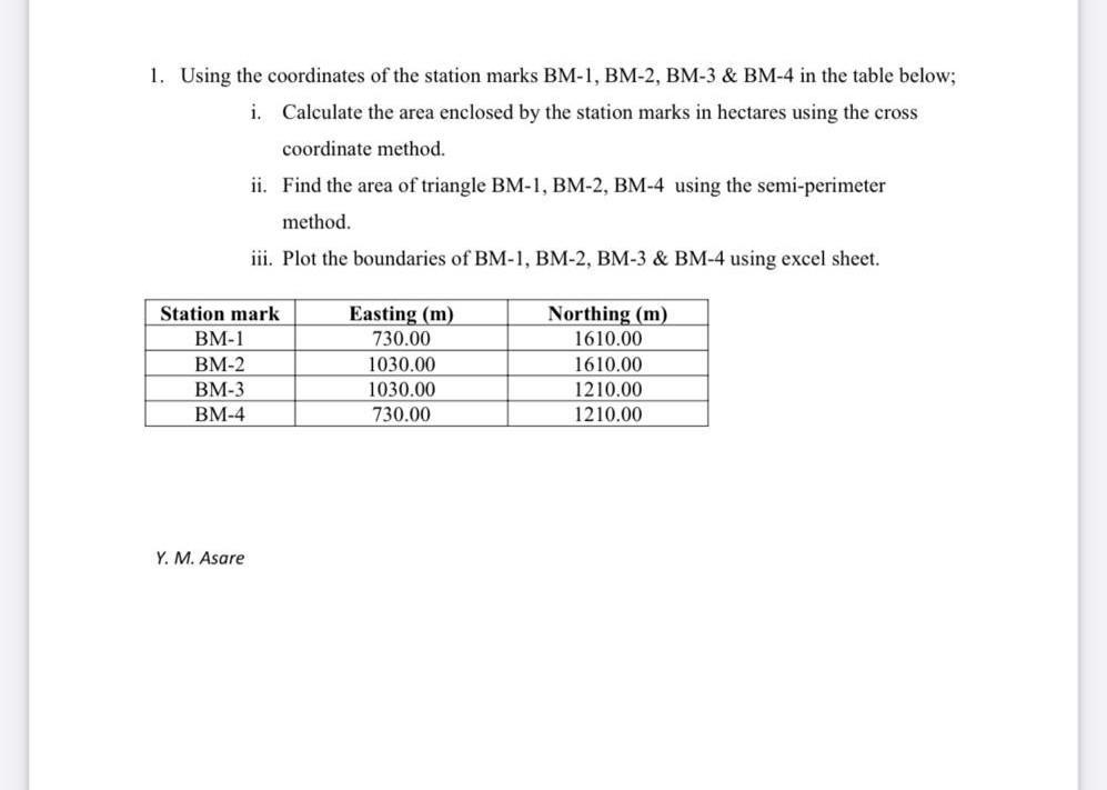 solved-1-using-the-coordinates-of-the-station-marks-bm-1-chegg