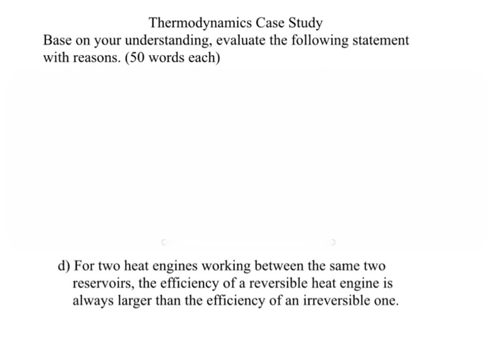 thermodynamics case study questions