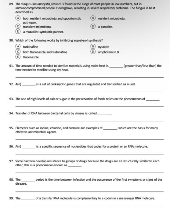 Solved 69. B-lactamase production is an example of which of | Chegg.com