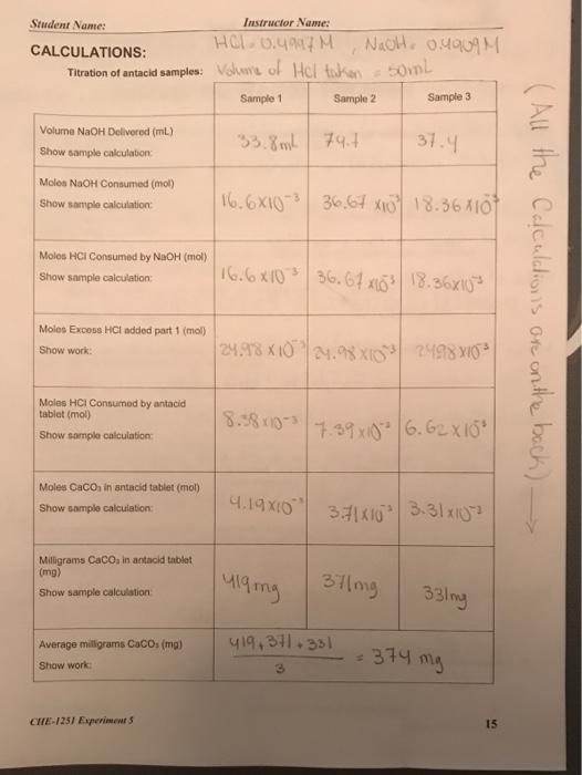 Solved DATA (EXP #5) Concentration of standard solutions: | Chegg.com