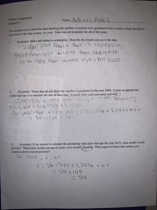Solved Written Assignment Chapter 8 Name Adrian folks veel | Chegg.com