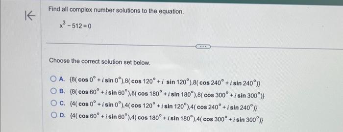 Solved Find all complex number solutions to the equation. | Chegg.com
