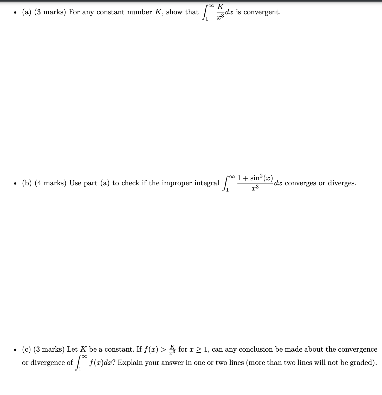 Solved (a) (3 ﻿marks) ﻿For any constant number K, ﻿show that | Chegg.com