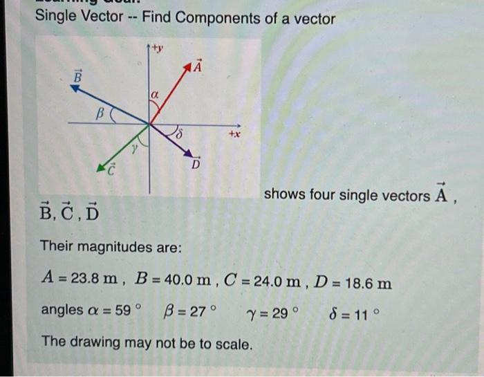 Solved Single Vector -- Find Components of a vector B,C,D | Chegg.com