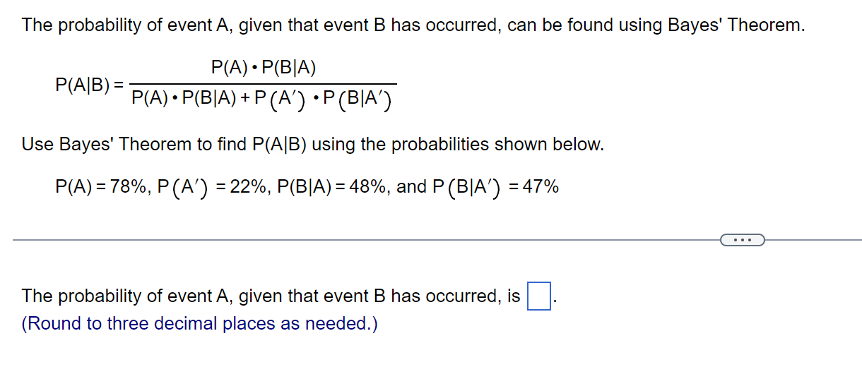 Solved The Probability Of Event A, ﻿given That Event B Has | Chegg.com