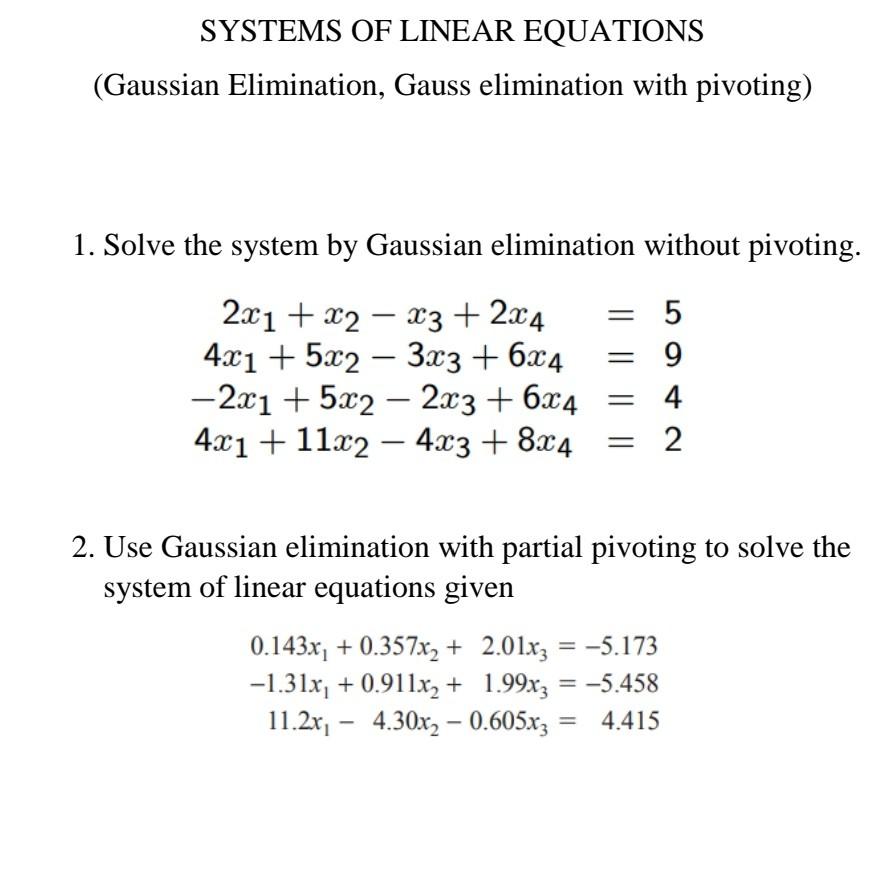 Gaussian deals elimination solver