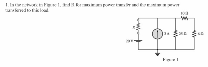 Solved 1. In the network in Figure 1, find R for maximum | Chegg.com