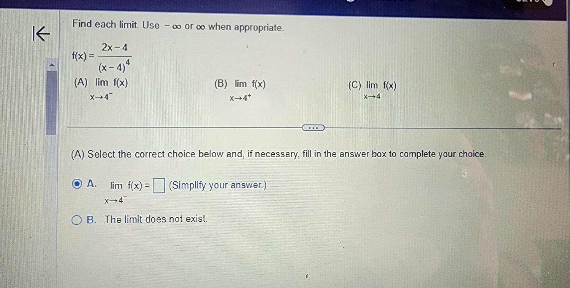 Solved Find each limit. Use −∞ or ∞ when appropriate. | Chegg.com