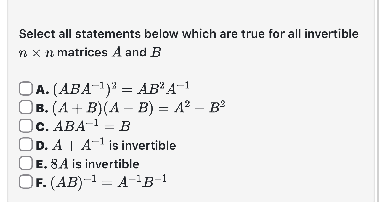 Solved Select All Statements Below Which Are True For All | Chegg.com