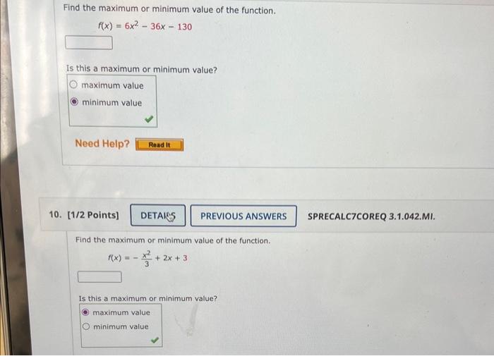 find the minimum value of the function f x x2 9x 16