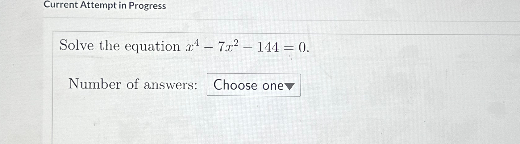 Solved Current Attempt in ProgressSolve the equation | Chegg.com
