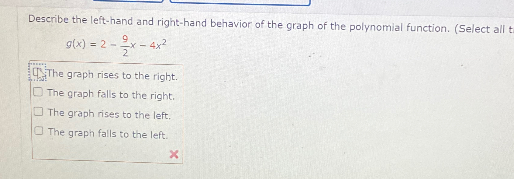 Solved Describe the left-hand and right-hand behavior of the | Chegg.com
