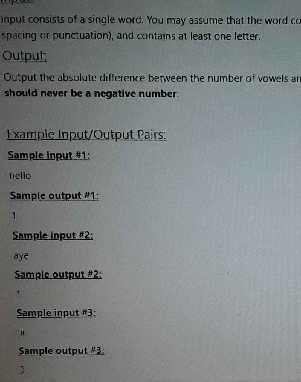 Solved Input consists of a single word. You may assume that | Chegg.com