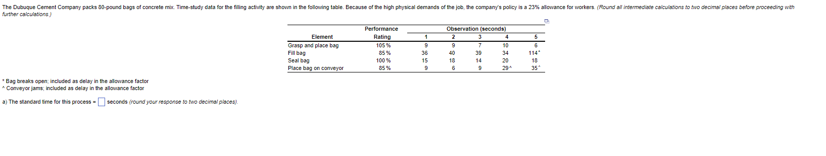 Solved further calculations.)\table[[Performance,Observation | Chegg.com