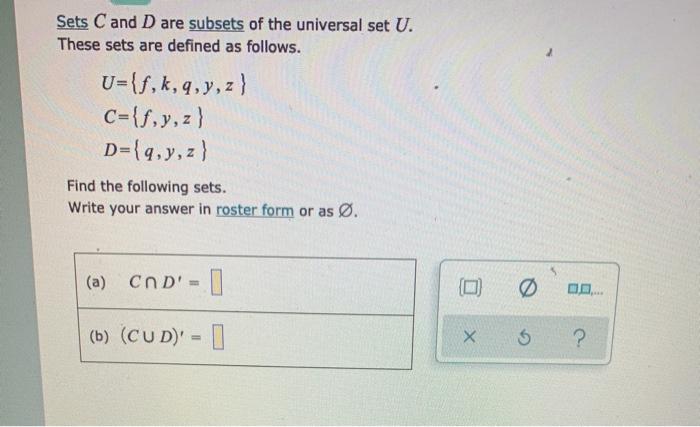 Solved Sets C And D Are Subsets Of The Universal Set U T Chegg Com