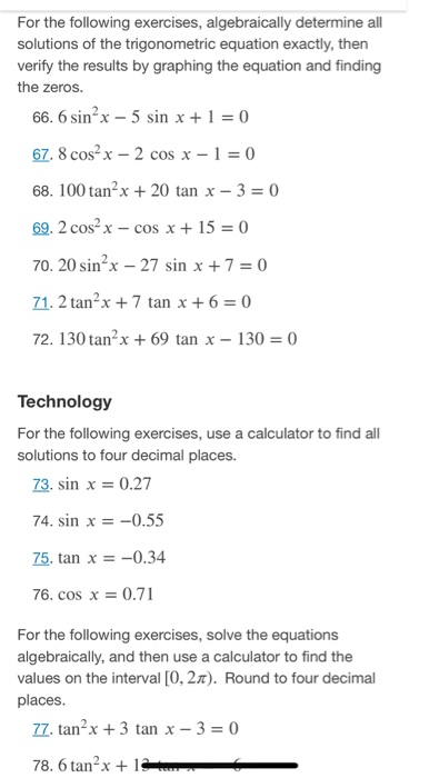 Solved For the following exercises, algebraically determine | Chegg.com