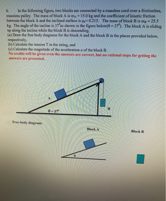 Solved 6. In the following figure, two blocks are connected | Chegg.com