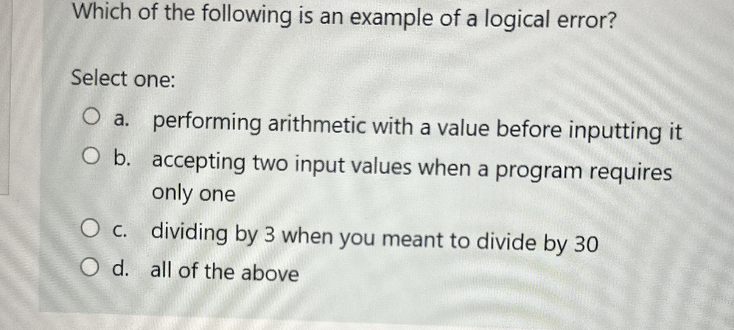 Solved Which of the following is an example of a logical | Chegg.com