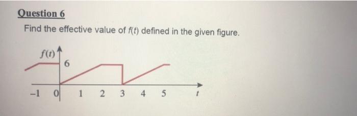 Solved Question 6 Find the effective value of f(t) defined | Chegg.com