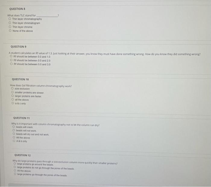 Solved QUESTIONS What does TLC stand for Thin layer