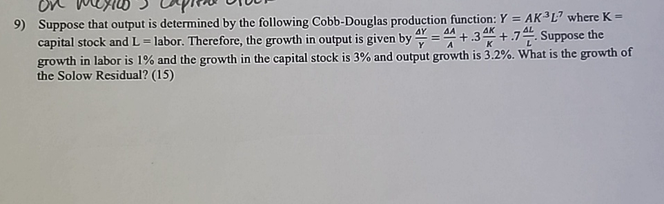 Solved Suppose that output is determined by the following | Chegg.com