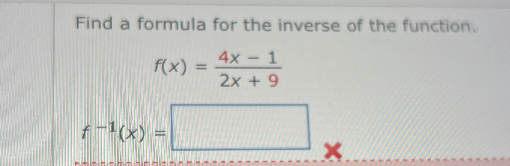 Solved Find a formula for the inverse of the | Chegg.com