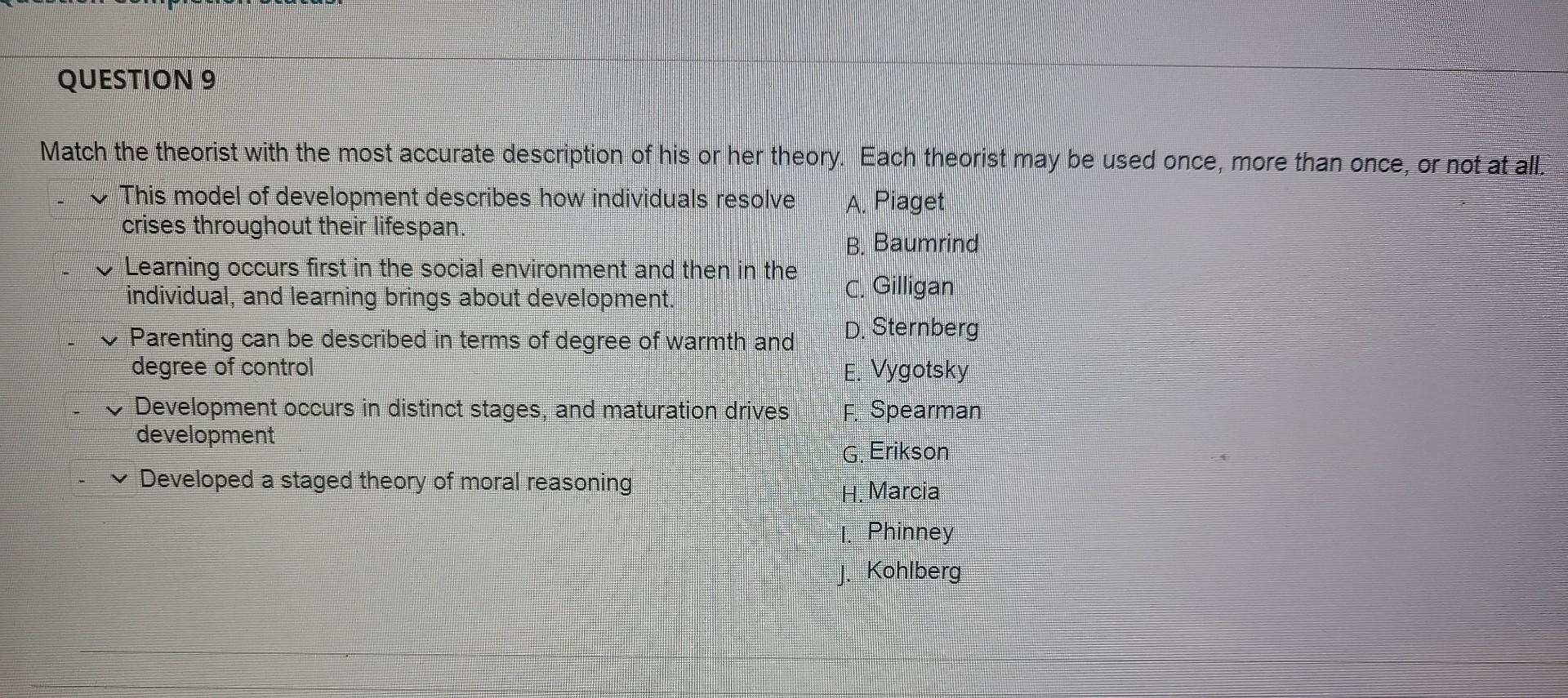 Solved Match the theorist with the most accurate description