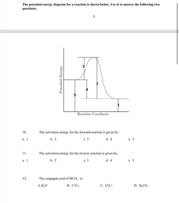 Solved The Potential Energy Diagram For A Reaction Is Shown | Chegg.com