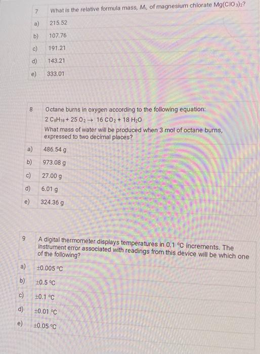 Solved 7 What is the relative formula mass, M6 of magnesium