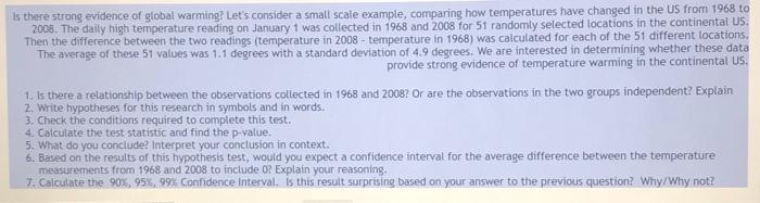 Solved Is there strong evidence of global warming? Let's | Chegg.com
