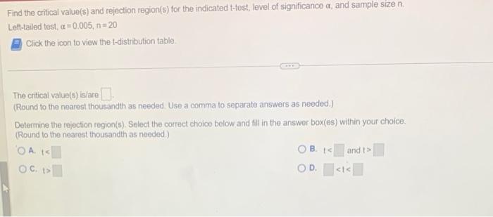 Solved Find the critical value(s) and rejection region(s) | Chegg.com