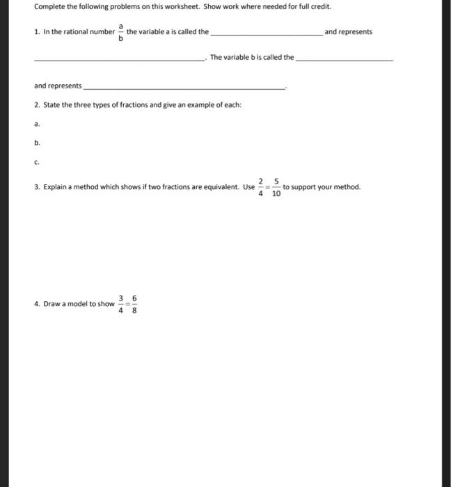 Solved Complete the following problems on this worksheet. | Chegg.com