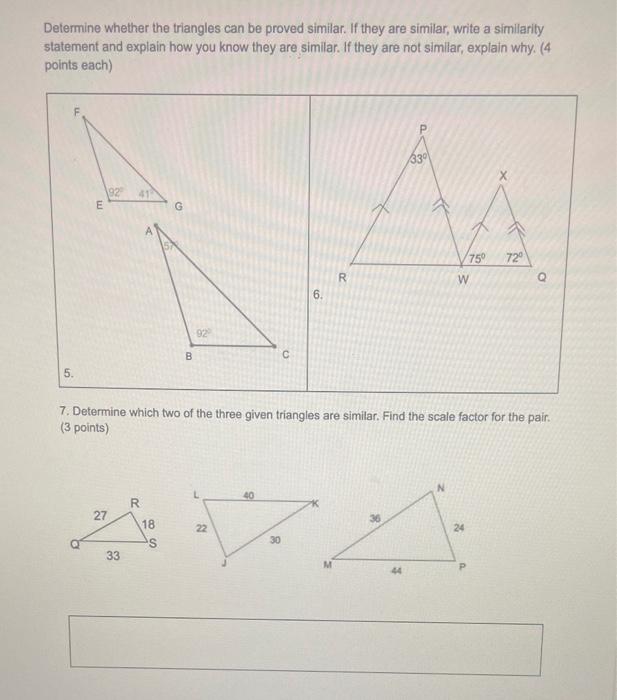 Determine Whether The Triangles Can Be Proved Similar Write Similarity