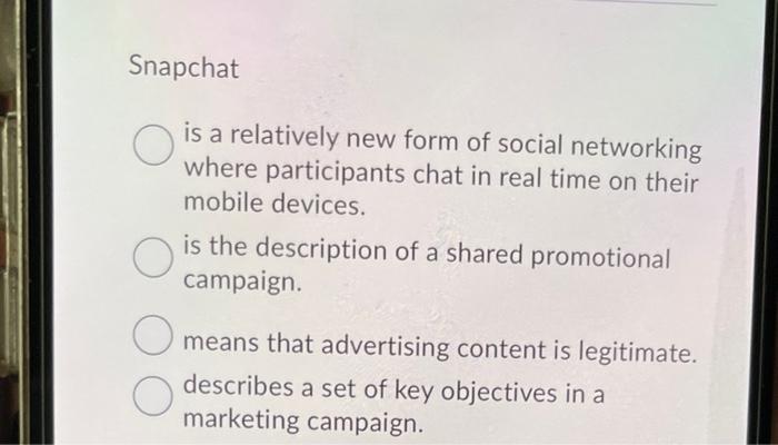 Solved Snapchat is a relatively new form of social | Chegg.com