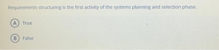 Solved The systems planning and selection process for an | Chegg.com