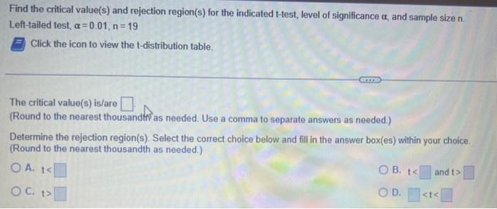 Solved Find the critical value(s) and rejection region(s) | Chegg.com