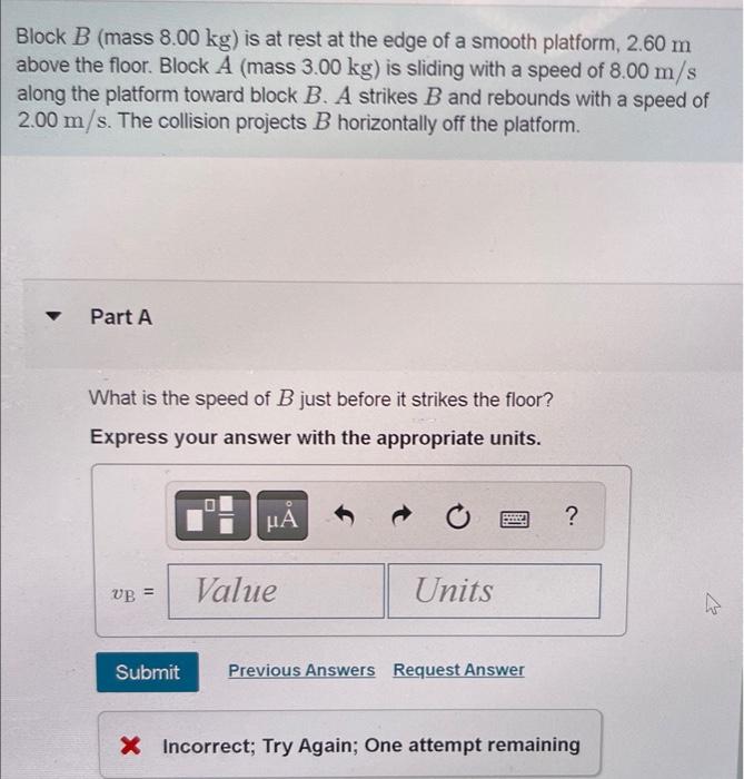 Solved Block B (mass 8.00 Kg ) Is At Rest At The Edge Of A | Chegg.com
