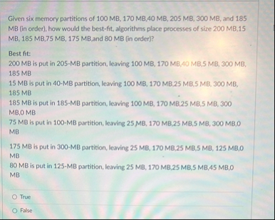 Solved Given six memory partitions of | Chegg.com