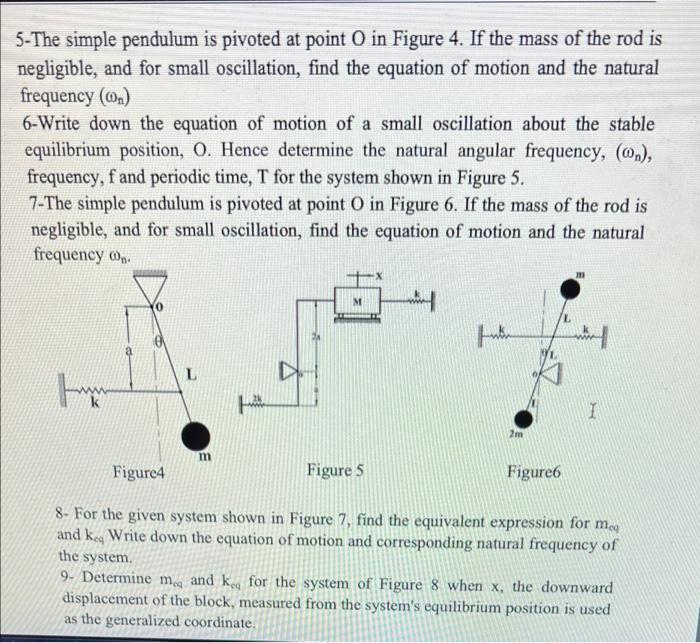 Solved 5-The simple pendulum is pivoted at point O in Figure | Chegg.com